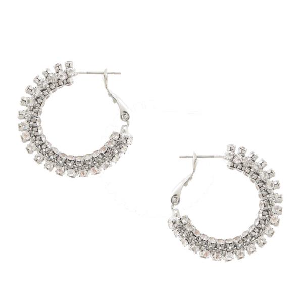 RHINESTONE HOOP METAL EARRING