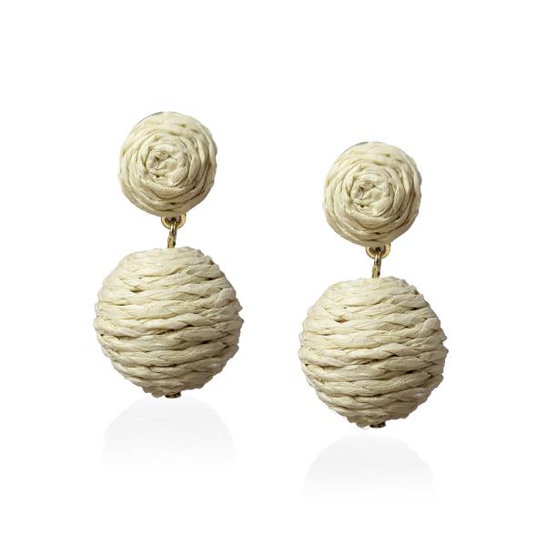 RAFFIA BALL DANGLE EARRING