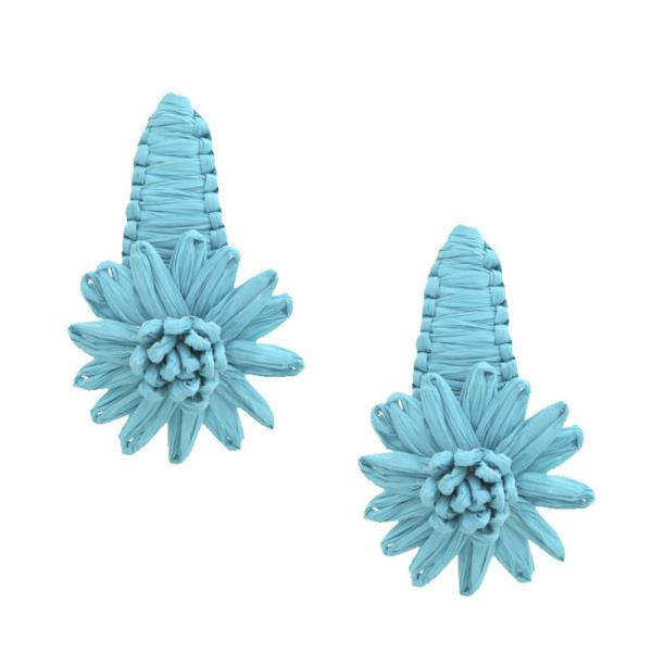 RAFFIA FLOWER HOOP EARRING
