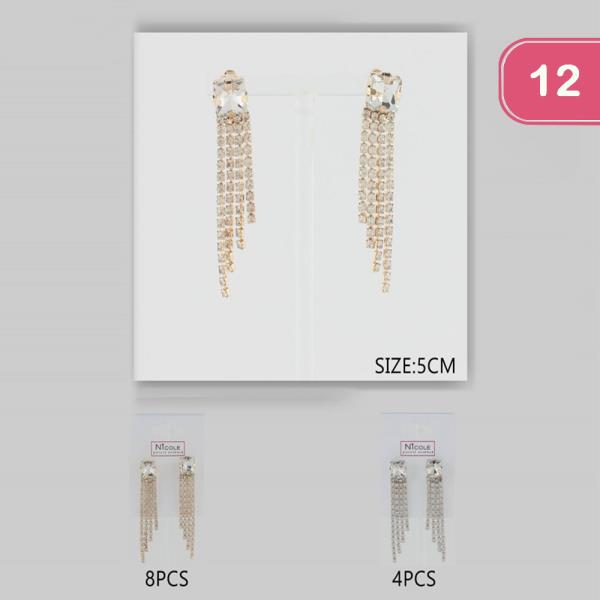 RHINESTONE TASSEL EARRING (12 UNITS)