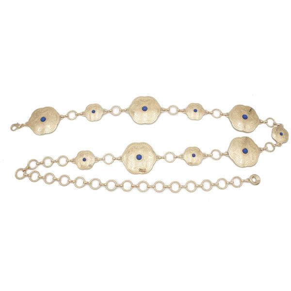 ETHNIC PATTERN FLOWER CONCHO CHAIN BELT