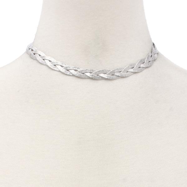 SODAJO BRAIDED LINK METAL CHOKER NECKLACE