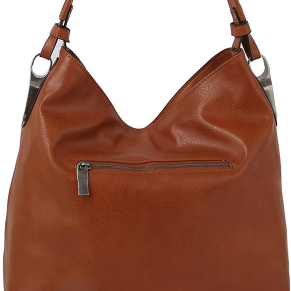 FAUX LEATHER HOBO BAG WITH CROSSBODY STRAP