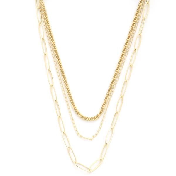 SODAJO OVAL LAYERED GOLD DIPPED NECKLACE