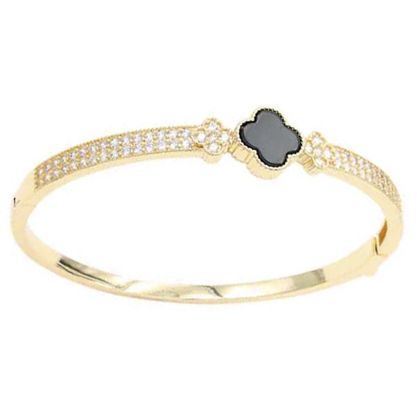 CZ CLOVER HINGED BRACELET