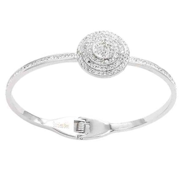 ROUND CZ STAINLESS STEEL HINGED BRACELET