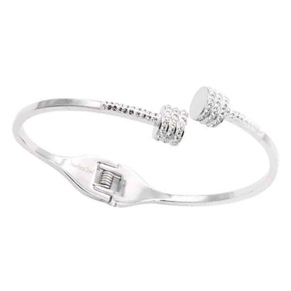 CZ STAINLESS STEEL HINGED BRACELET