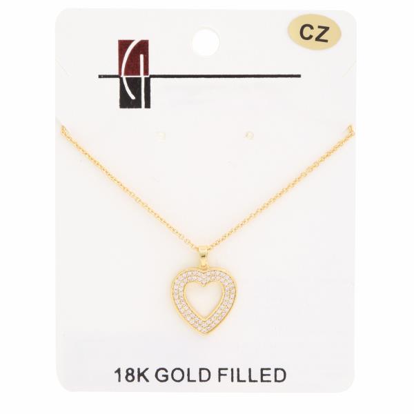 18K GOLD DIPPED CZ HEART PENDANT NECKLACE