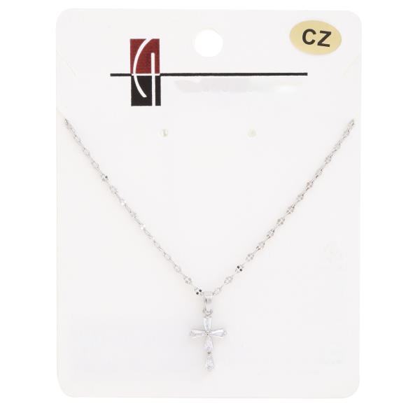 18K GOLD DIPPED CZ CROSS PENDANT NECKLACE