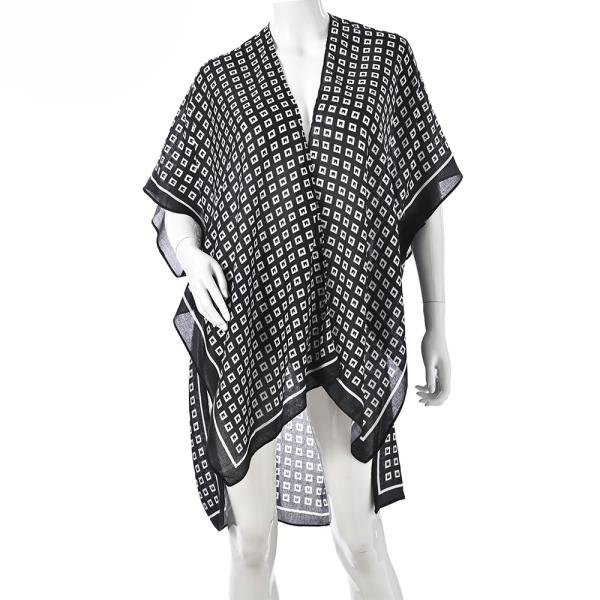 SQUARE PATTERN KIMONO COVER UP