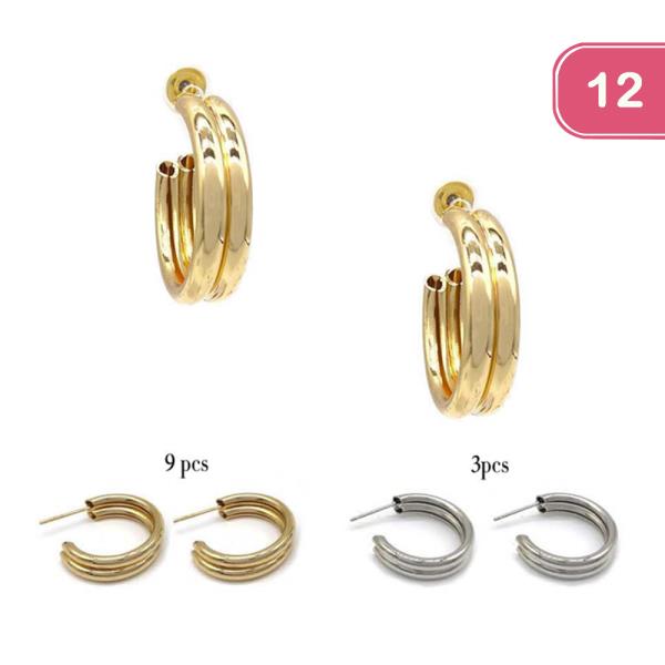 TWO LAYERED HOOP EARRING (12 UNITS)