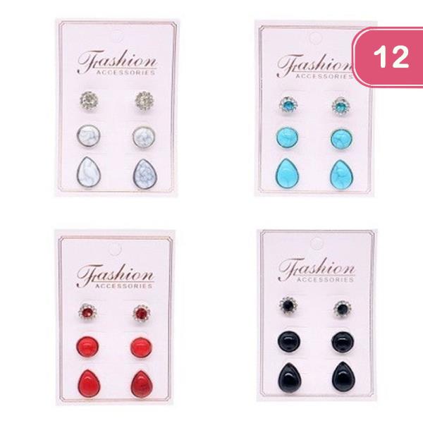 3 PAIR MIXED EARRING (12 UNITS)