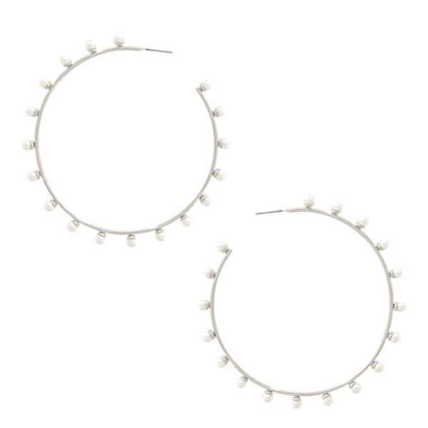 PEARL BEAD OPEN HOOP EARRING