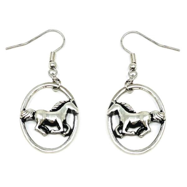 WESTERN STYLE METAL HORSE DANGLE EARRING