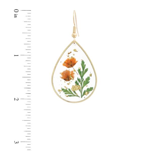 CLEAR FLOWER TEARDROP DANGLE EARRING