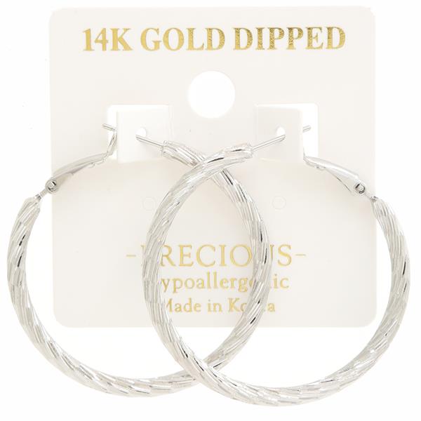 14K GOLD DIPPED TEXTURED HOOP EARRING