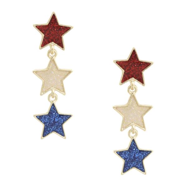 TRIPLE STAR DANGLE EARRING