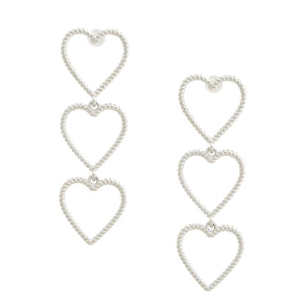 TRIPLE HEART METAL EARRING