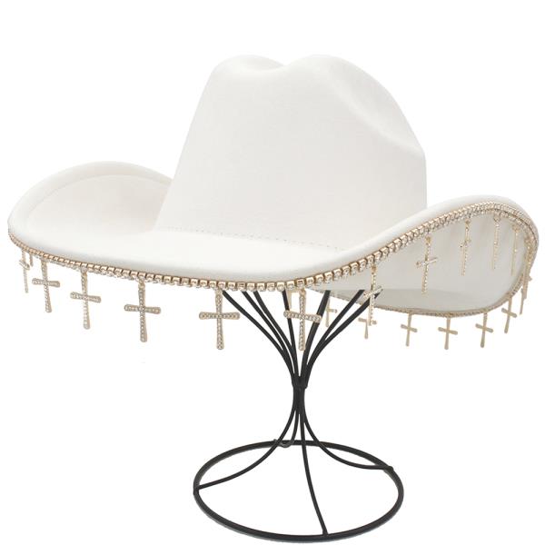 COWBOY WITH RHINESTONE CROSS UNDERBRIM TRIM