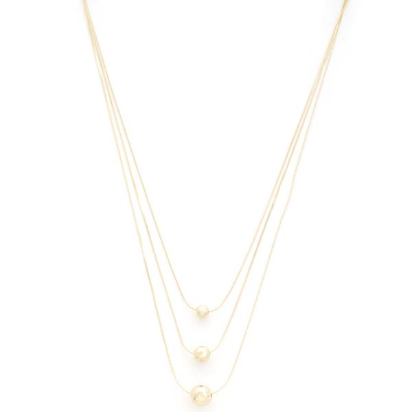 SODAJO TRIPLE BEAD GOLD DIPPED LAYERED NECKLACE