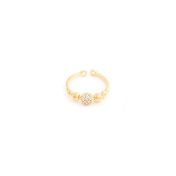 SODAJO CZ BALL GOLD DIPPED ADJUSTABLE GOLD DIPPED RING