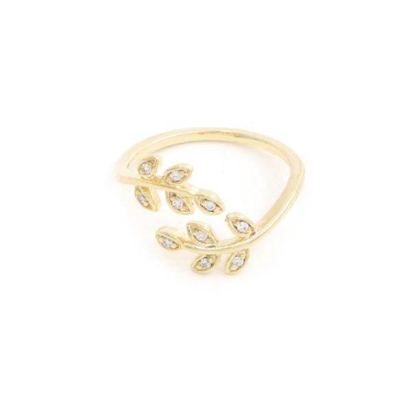 SODAJO LEAF PATTERN ADJUSTABLE GOLD DIPPED RING