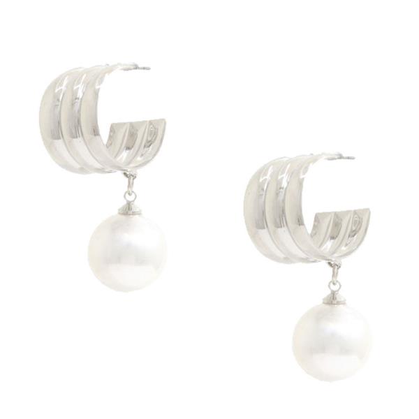 PEARL BEAD WIDE OPEN HOOP EARRING