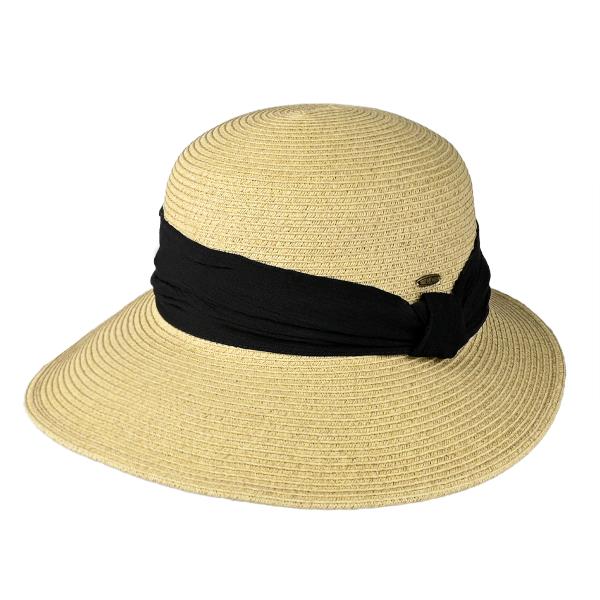 CC CLOCHE WITH GAUZE TRIM BAND BRIM HAT