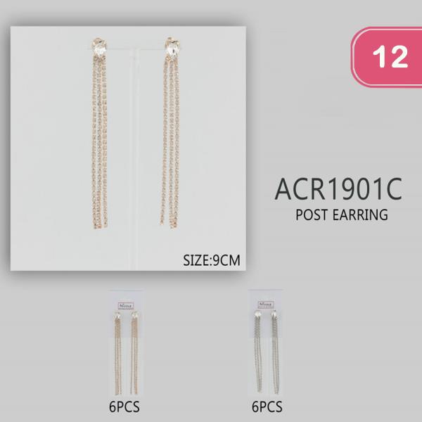 RHINESTONE TASSEL EARRING (12 UNITS)