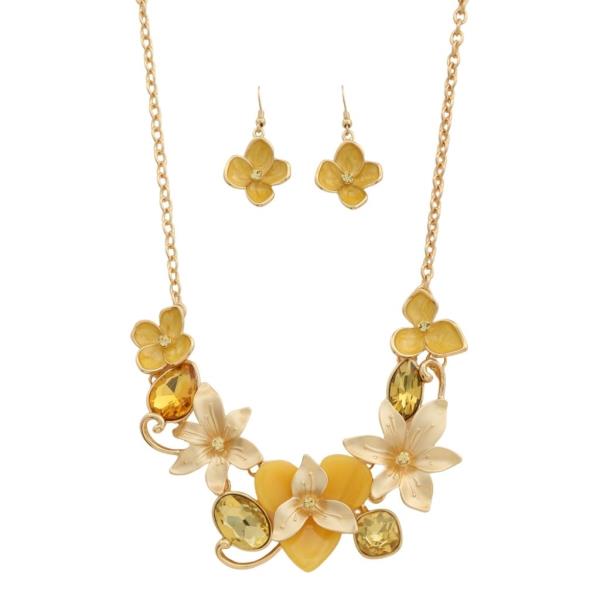 FLOWER LINK RHINESTONE NECKLACE