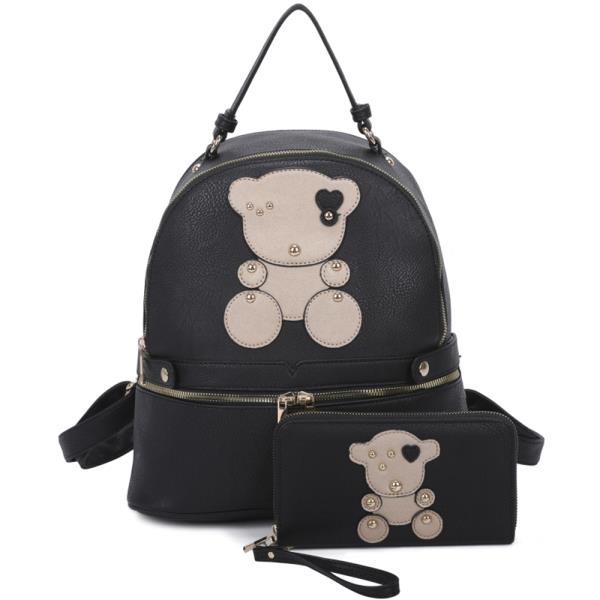 2IN1 BEAR BACKPACK W WALLET SET