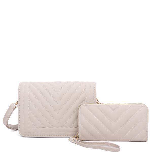 2IN1 V QUILT CROSSBODY BAG W WALLET SET