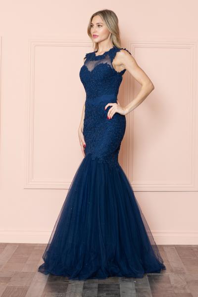 Nighttime Glamour: Lace Appliqués & Rhinestones Mermaid Dress