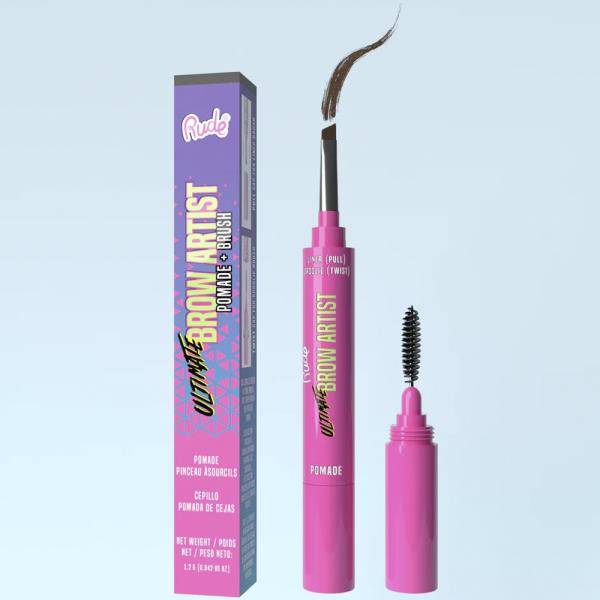 RUDE ULTIMATE BROW ARTIST POMADE AND BRUSH - Neutral Brown