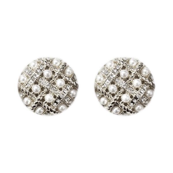 PEARL QUILT BUTTON EARRING