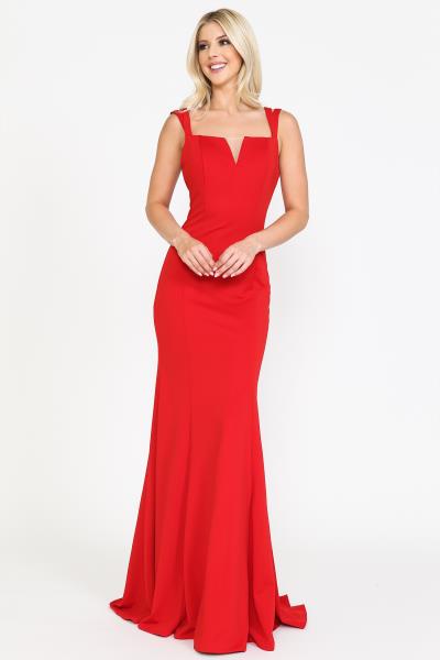 (6 PCS X $60.00) Classically Chic: Spandex Evening Dress with Double Strap Square V-Neck and Fitted Silhouette