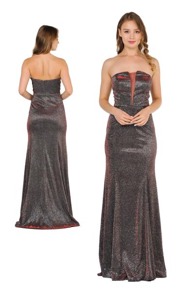 (6 PCS X $59.00) Radiant Glamour: Glitter Knit Fabric Strapless Dress with Deep V-neck and Open Back
