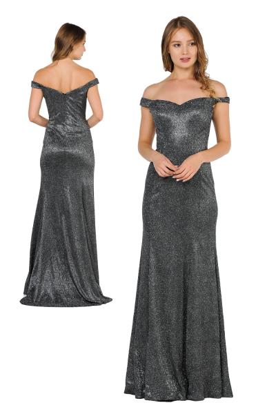 (6 PCS X $59.00) Starlight Elegance: Iridescent Glitter Knit Off-Shoulder Dress with Zipper Closure