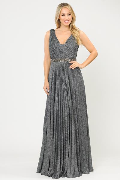 ($69.00 EA X 4 PCS) Celestial Elegance: Pleated Glitter Knit A-line Gown