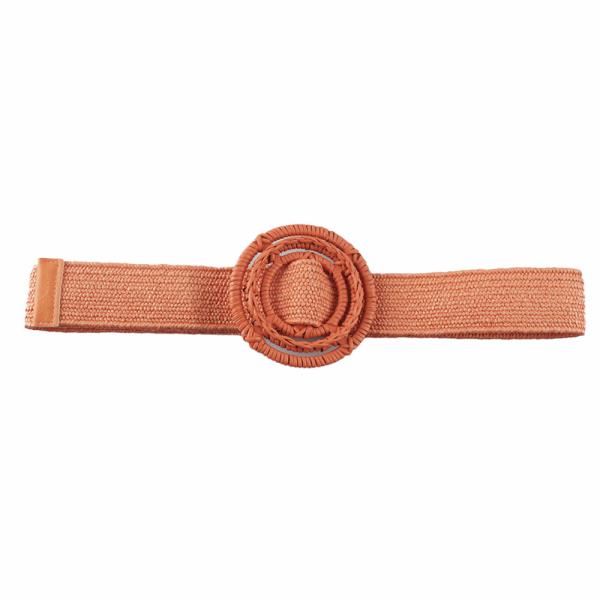 STRAW ROUND BUCKLE BELT