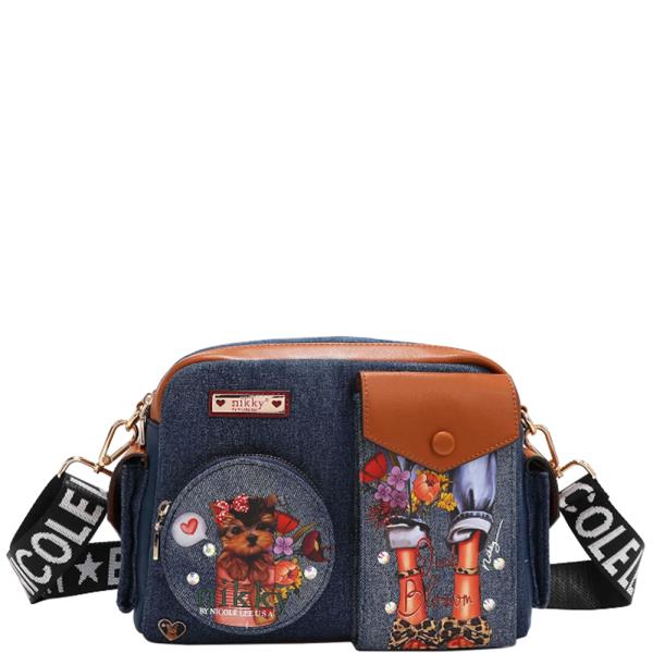 NICOLE LEE NIKKY DENIM MESSENGER BAG