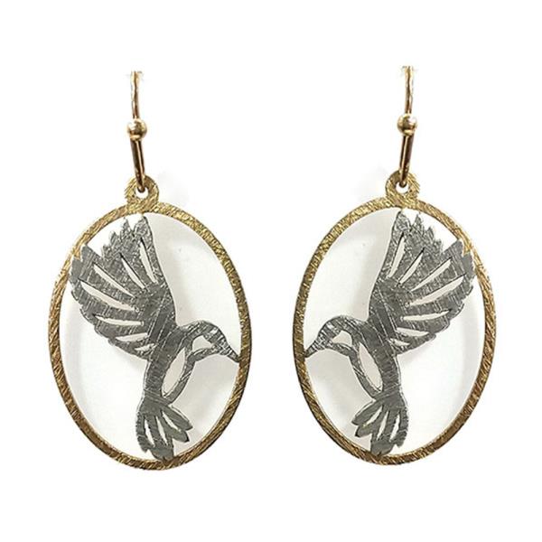 WESTERN STYLE METAL BIRD DANGLE EARRING