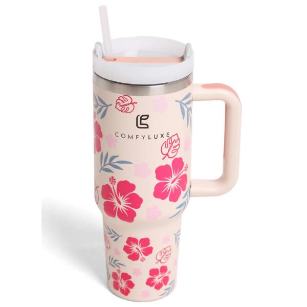 COMFYLUXE HIBISCUS FLOWER & LEAF TUMBLER