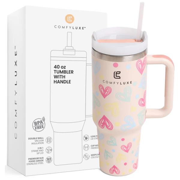 COMFYLUXE DOODLE HEARTS TUMBLER