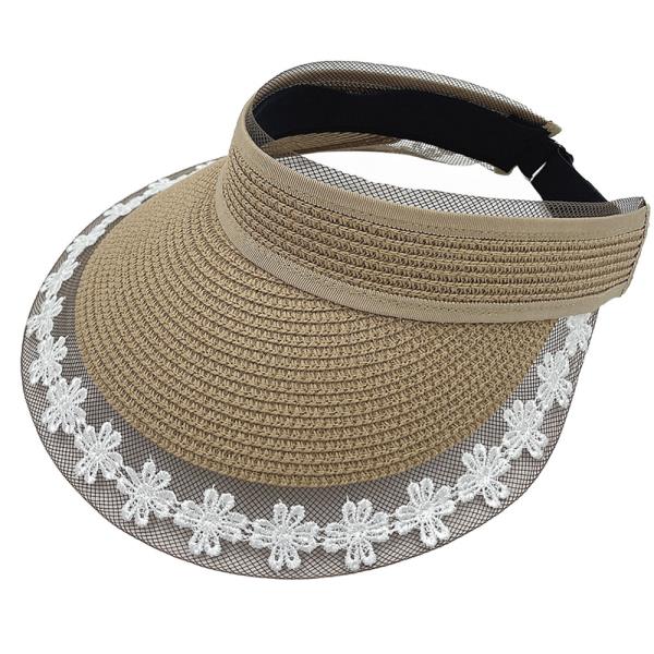 STRAW SUN VISOR WITH LACE