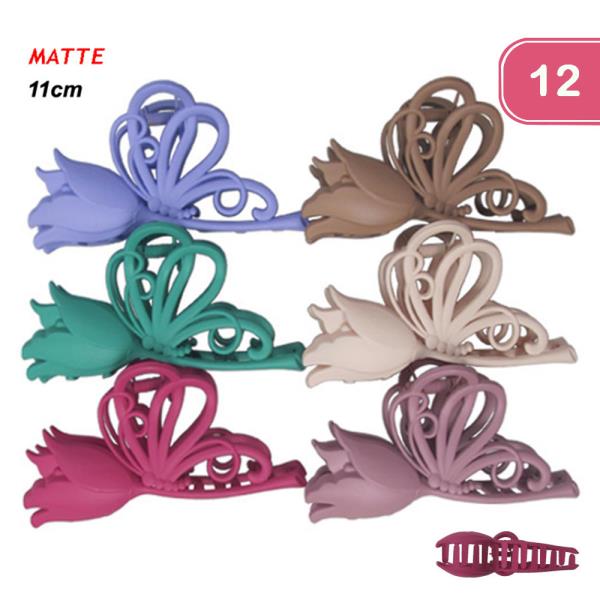 MATTE ROSE HAIR CLIP (12 UNITS)