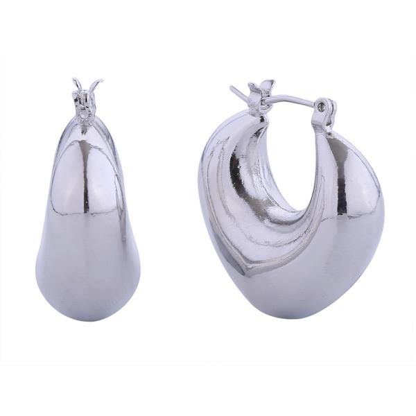 14K GOLD/WHITE GOLD PUFFY HOOP EARRINGS