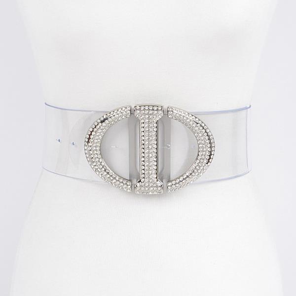 RHINESTONE METAL BUCKLE TRANSPARENT BELT