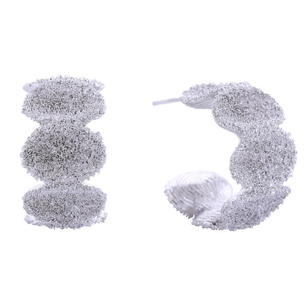 14K GOLD WHITE GOLD GRAIN TEXTURE CRUMPLE POST EARRINGS