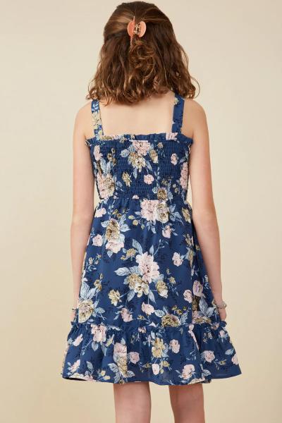 ($29.95 EA X 4 PCS) Girls Romantic Floral Smocked Bodice Tank Dress